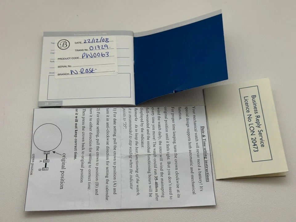 Vintage Rotary Gold Plated Automatic  Skeleton Pocket Watch Papers And Box VGC — 第 4/4 张图片