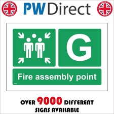 SIGN FIRE ASSEMBLY POINT G SMOKE ALARM MUSTER EMERGENCY WARDEN MARSHAL FS596