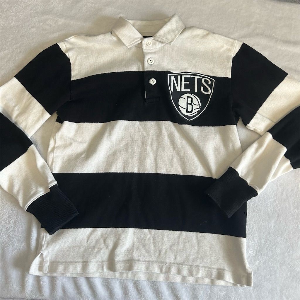 FILA Rowing Blazers x NBA Brooklyn Nets Uomo XS Maglia Rugby a Righe Nera