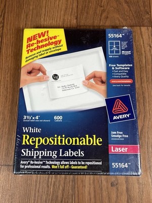 Avery Repositionable Shipping Labels Laser 55164. New, Unopened