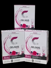 3 Boxes Celsius Berry Drink Mix (14 Pack Each) – 42 Packets Total