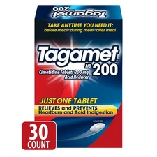 Tagamet HB 200 mg Cimetidine Acid Reducer, Heartburn Relief & Prevention, 30 Ct