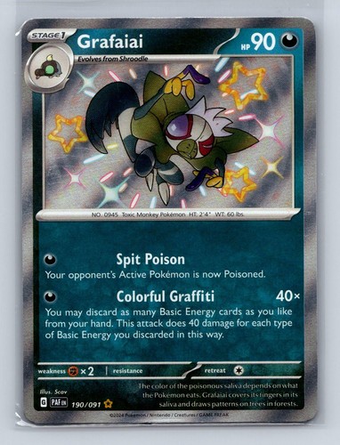 GRAFAIAI 190/091 SHINY RARE PALDEAN FATES POKEMON NM