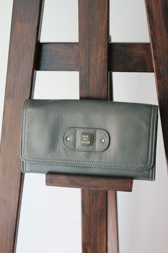 See by Chloé portefeuille en cuir gris bleu