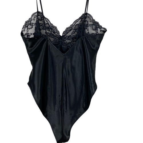 Body de peluche negro de encaje vintage Victoria’s Secret Gold Label para mujer talla M - Imagen 7 de 8