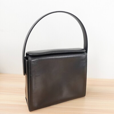 1980s Vintage OSCAR DELA RENTA Bag Black Leather Purse Frame