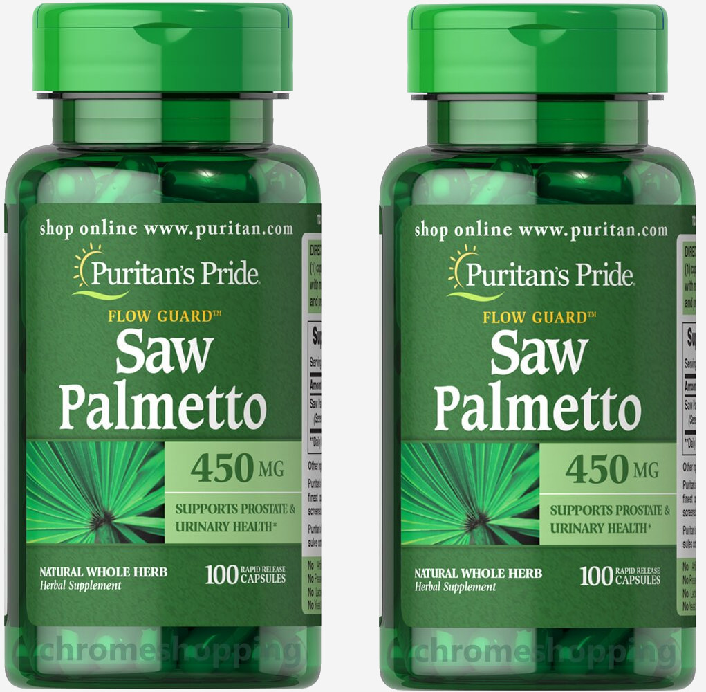 Puritans Pride Saw Palmetto 450mg 2x100 Capsules Urinary/Prostate Health Men 200