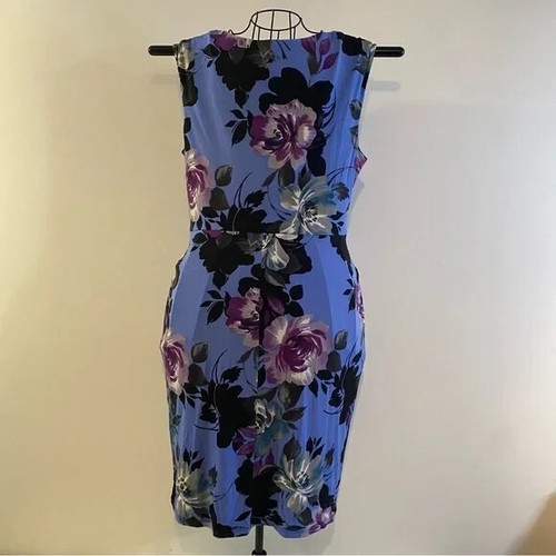 Connected Apparel Purple Black Floral Dress Size 14 - Picture 2 of 7