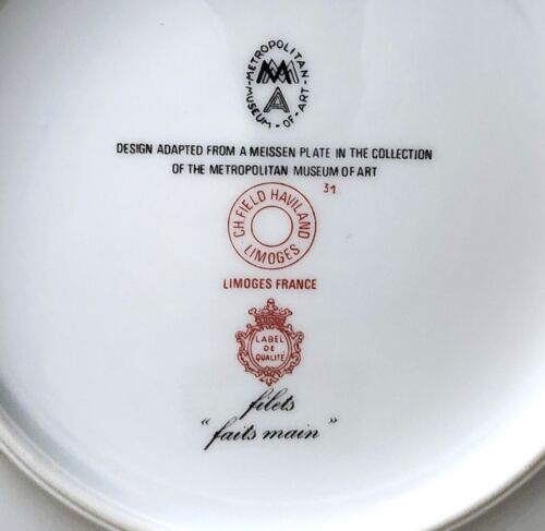 Chas. Field Haviland Limoges "Meissen" 10" dinner plate for MMA Unused - Picture 4 of 4