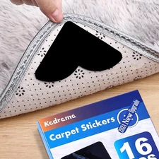 16Pcs Non-Slip Rug Corner Grippers for Hardwood Floors - No Damage Stickers