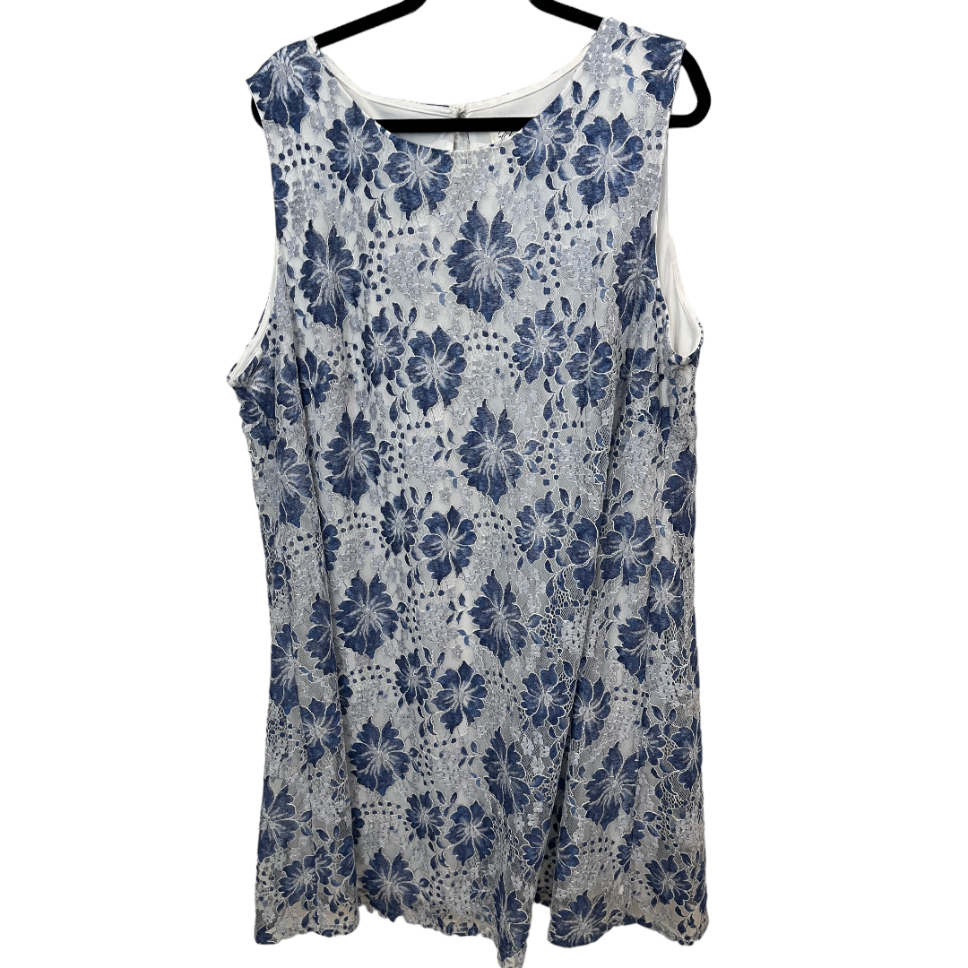 Eliza J Blue White Lace Sleeveless Shift Dress Size 22W