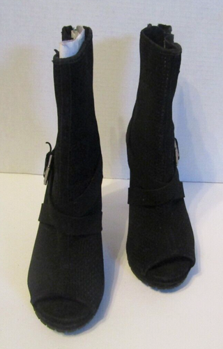 Juicy Couture Stiefeletten neu ohne Karton Fabia schwarz perforiert zehenfrei Plateau Größe 6,5 - Bild 4 von 11