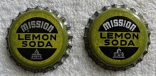 2 Vintage MISSION LEMON Soda Bottle Cork Caps, Coca Cola,Litchfield, Illinois IL