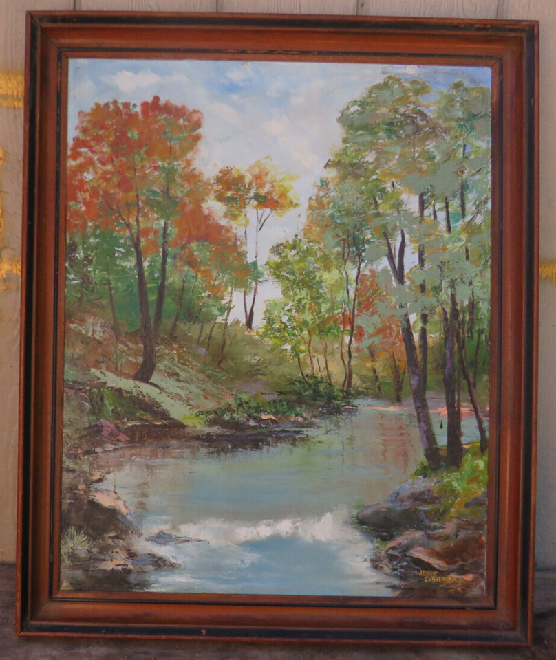OIL ON CANVAS PAINTINGS OF WHITE RIVER IN ARIZONA BY JESSIE SUTHERLAND