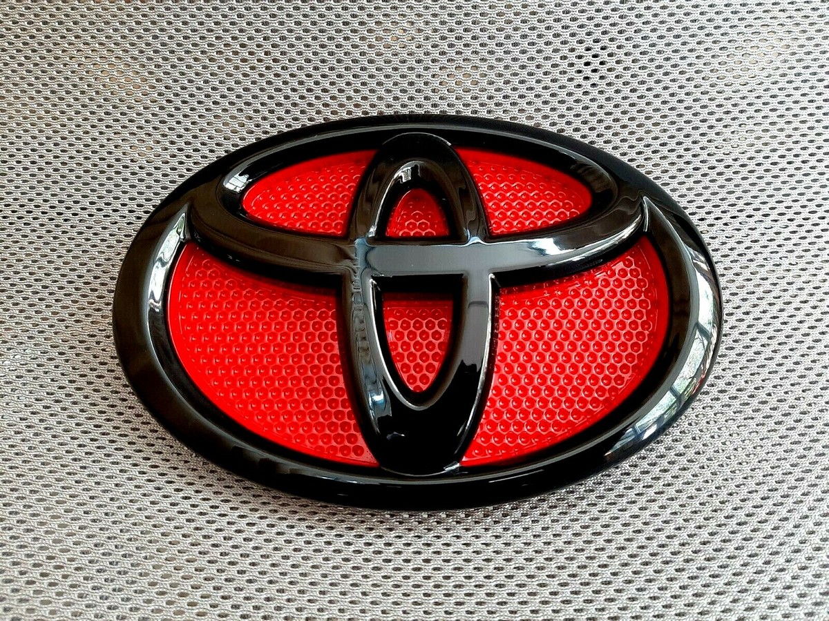 TOYOTA BLACK PIANO - RED 19 CM LOGO EMBLEM BADGE FOR HILUX REVO 