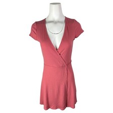 Reformation Tulip Ribbed Wrap Mini Dress Dusty Rose Pink Size Small