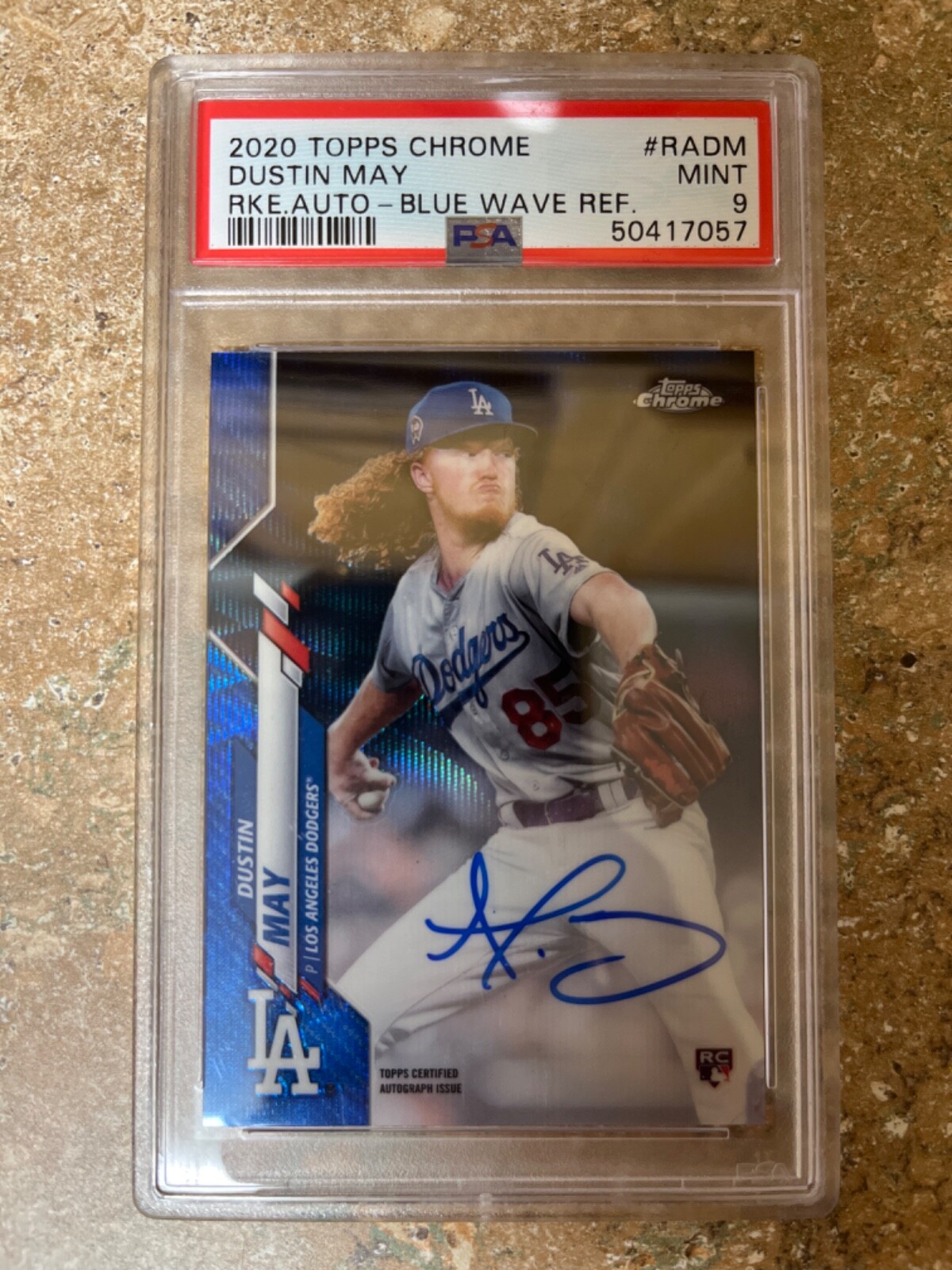 2020 Topps Chrome Dustin May RC Rookie AUTO  PSA 9 MINT Blue Wave Refractor /150
