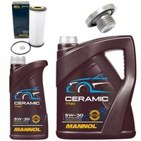 MotoröL Filter Set Mannol 5W-30 Ceramic 6 Liter + Schraube FüR BMW 3Er 318 320D