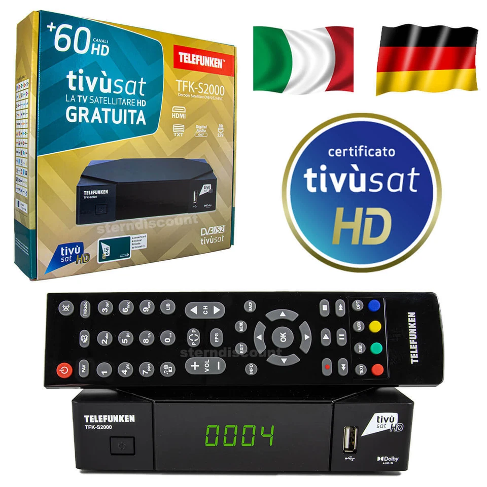 Tivusat Receiver mit Karte aktiviert HD Sat Ricevitore Italia TV TFKS 2000 Telef - Bild 3 von 4
