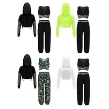 Kids Girls Set Performance Suit Activewear Outfits Vest Costume Workout Dance