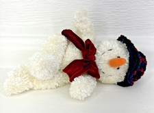 RUSS BERRIE Freezy the Snowman Stuffed Plush Red Hat Scarf 11"