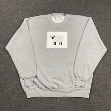 Vintage 90s Sheep Sweatshirt Jerzees Size XL Gray Made In USA Box Logo