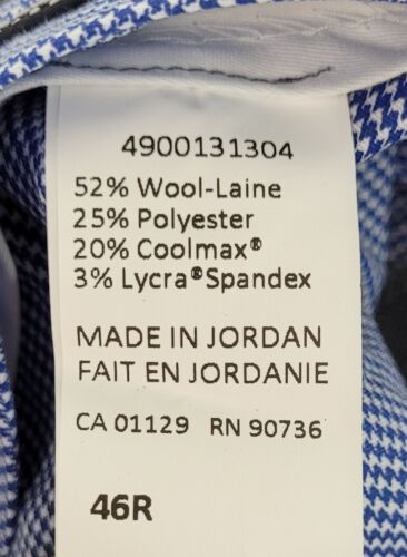 NEW-Size 46R Mens Hart Schaffner Marx Dress Pants New York Fit Wool Blend $155 - Picture 9 of 9