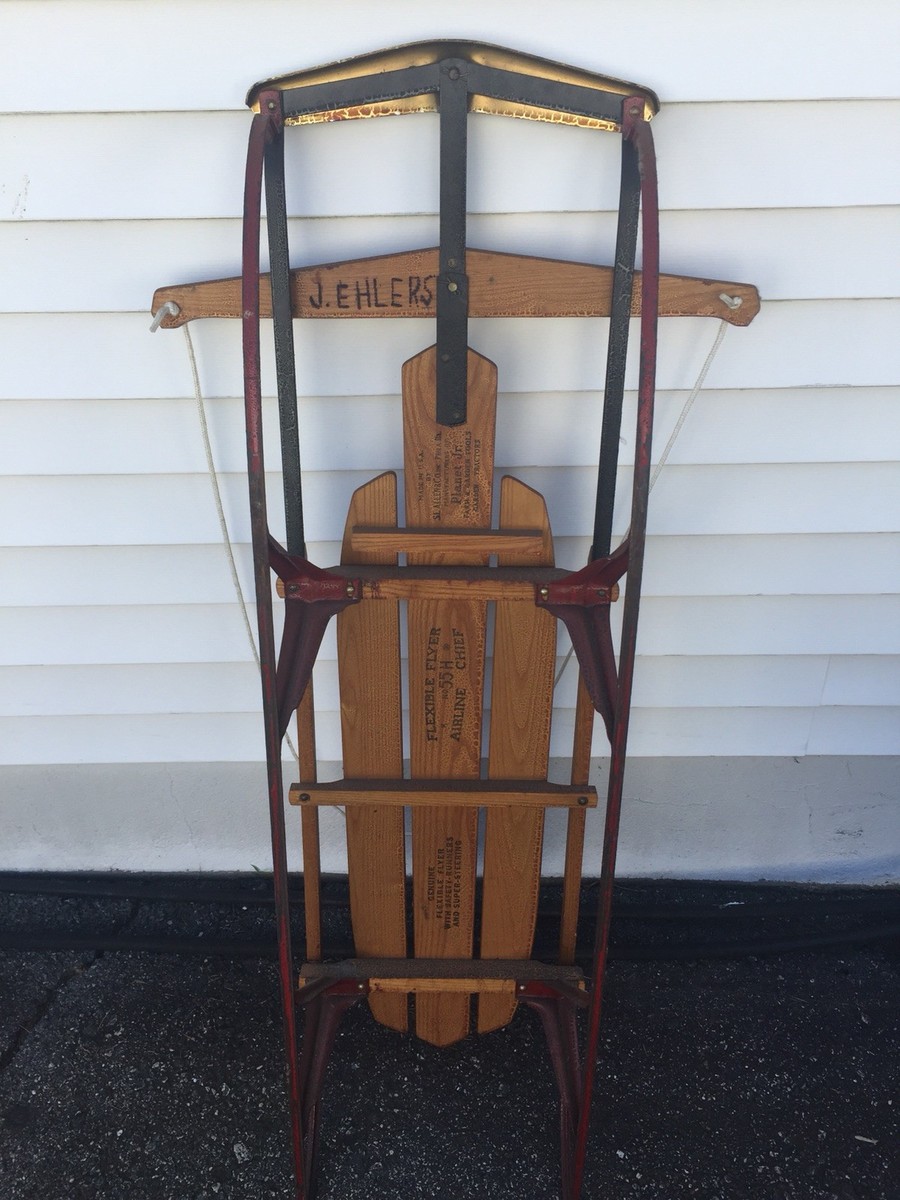 Vintage Flexible Flyer Model Winter Wooden & Metal Sled Arrow | eBay