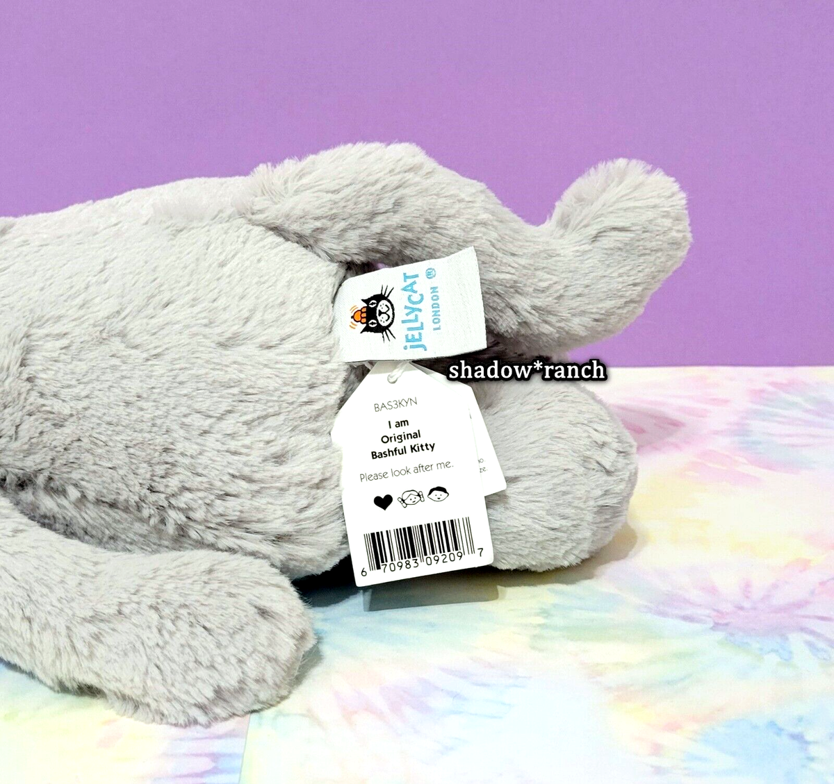 Jellycat Medium Bashful Kitty Plush Gray Cat Retired P44 for sale