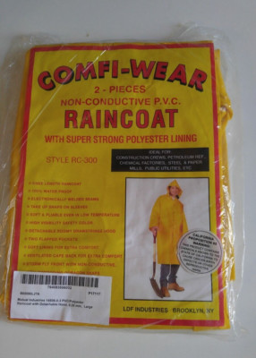 Rain Coat Construction RC-300 Large (L) Comfi-Wear Knee Length Yellow