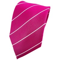 Tigertie Seidenkrawatte Magenta Fuchsia Silber Gestreift - Krawatte Seide Tie