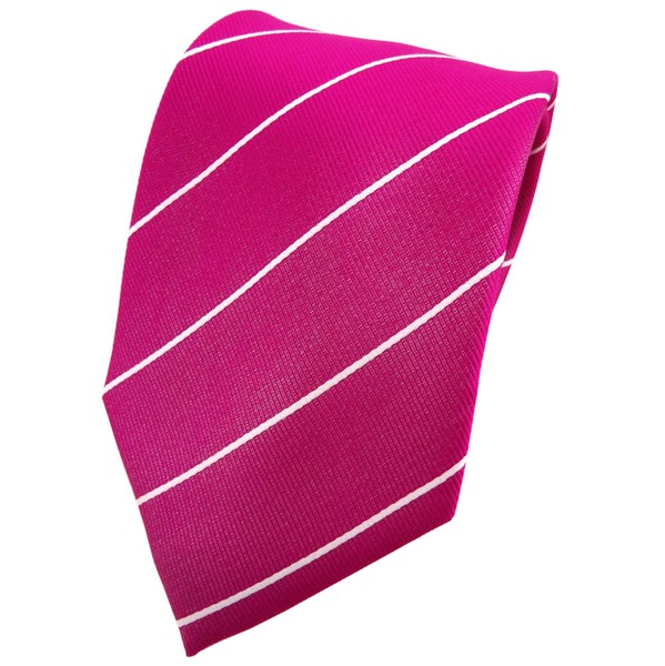 Tigertie Seidenkrawatte Magenta Fuchsia Silber Gestreift - Krawatte Seide Tie-image