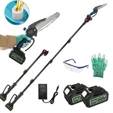 2In1 8” Cordless Electric Pole Saw Mini Chainsaw Tree Trimming w/Extension Poles