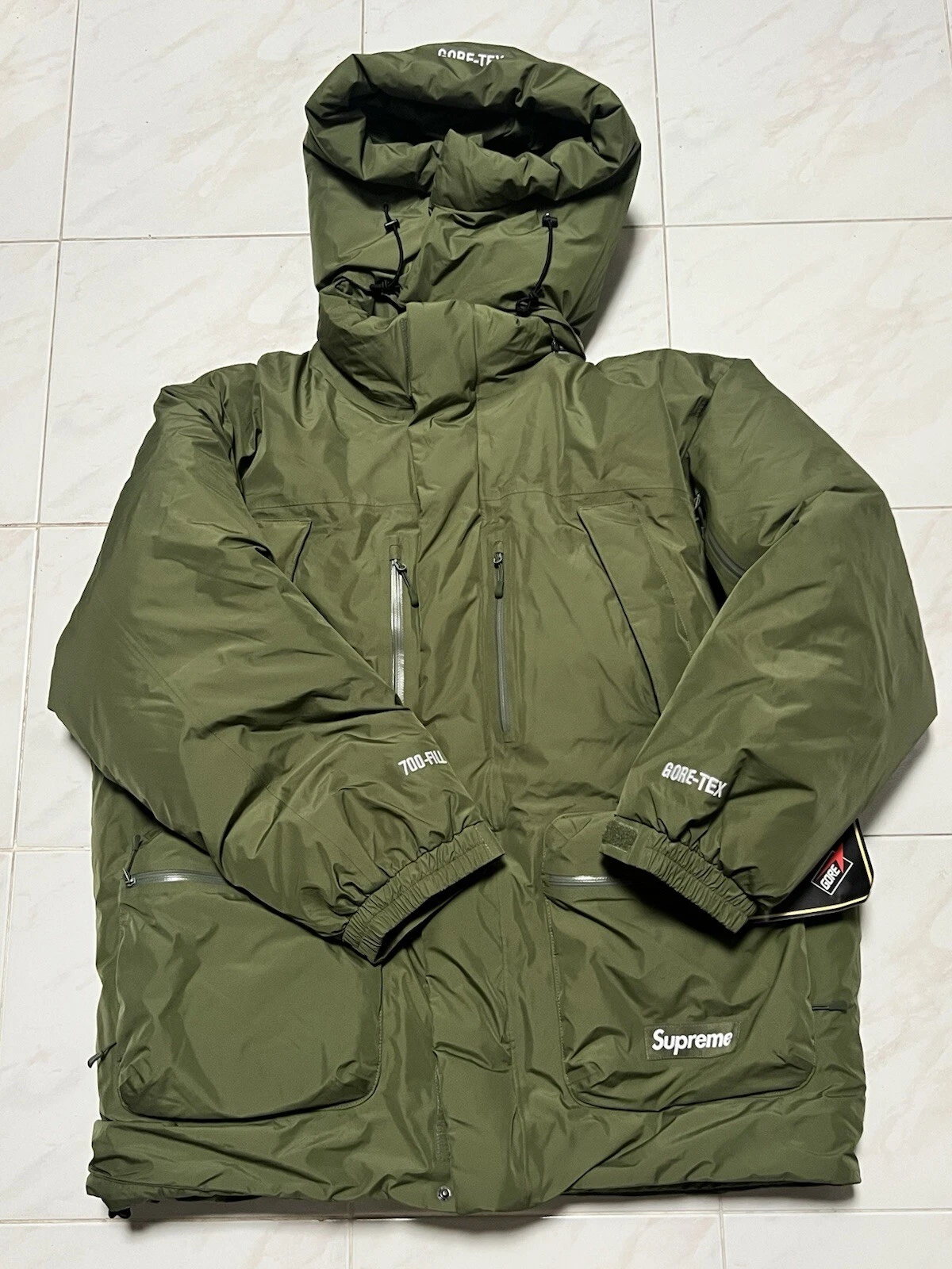 Veste homme M Supreme GORE TEX 700 Fill Down Bomber camouflage vert (FW22) neuve