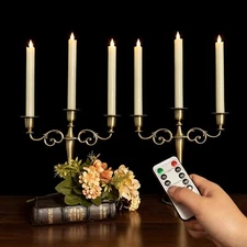 Battery Powered Flickering Flameless Taper LED Candles Light Remote Control