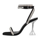 Women's Buckle Open Toe Lace Up Clear Heel Rhinestone Ankle Straps Sandals US8 — photo 2