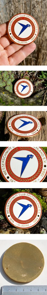 VINTAGE AUTOMOBILE RADIATOR CAR BADGE # MESSERSCHMITT CLUB GERMANY / DEUTSCHLAND - Image 2 of 2