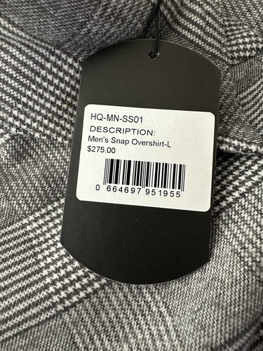Parsons Extreme Golf Gray Plaid Snap Flannel Jacket Large PXG NWT $275 “FLAW” - Picture 7 of 10