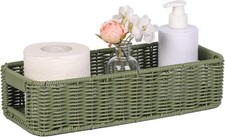 Storage Wicker Basket Decor: Green Decorative Storage Bin for Countertop and
