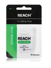 REACH Waxed Dental Floss, Mint, Plaque Remover for Teeth, 1 Pack, 55 yd