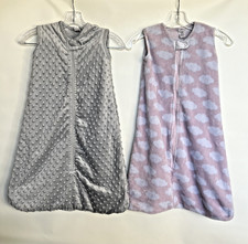 HB Hudson Baby Lot Of 2 Sleep Sacks Large 12/18 Months Gray  pink Gray Clouds