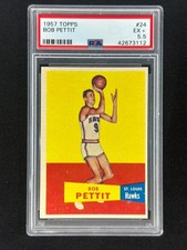 Bob Pettit 1957 Topps Rookie #24 PSA 5.5 EX + Hawks HOF