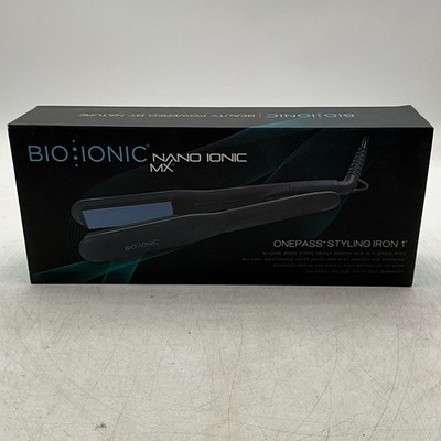 Bio Ionic Nano Ionic MX OnePass Styling Iron 1'' Adjustable Heat 450°F Black New