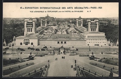 Postcard Paris, Exposition des Arts décoratifs 1925, Vue d'Ensemble de l'Esplanade pr 