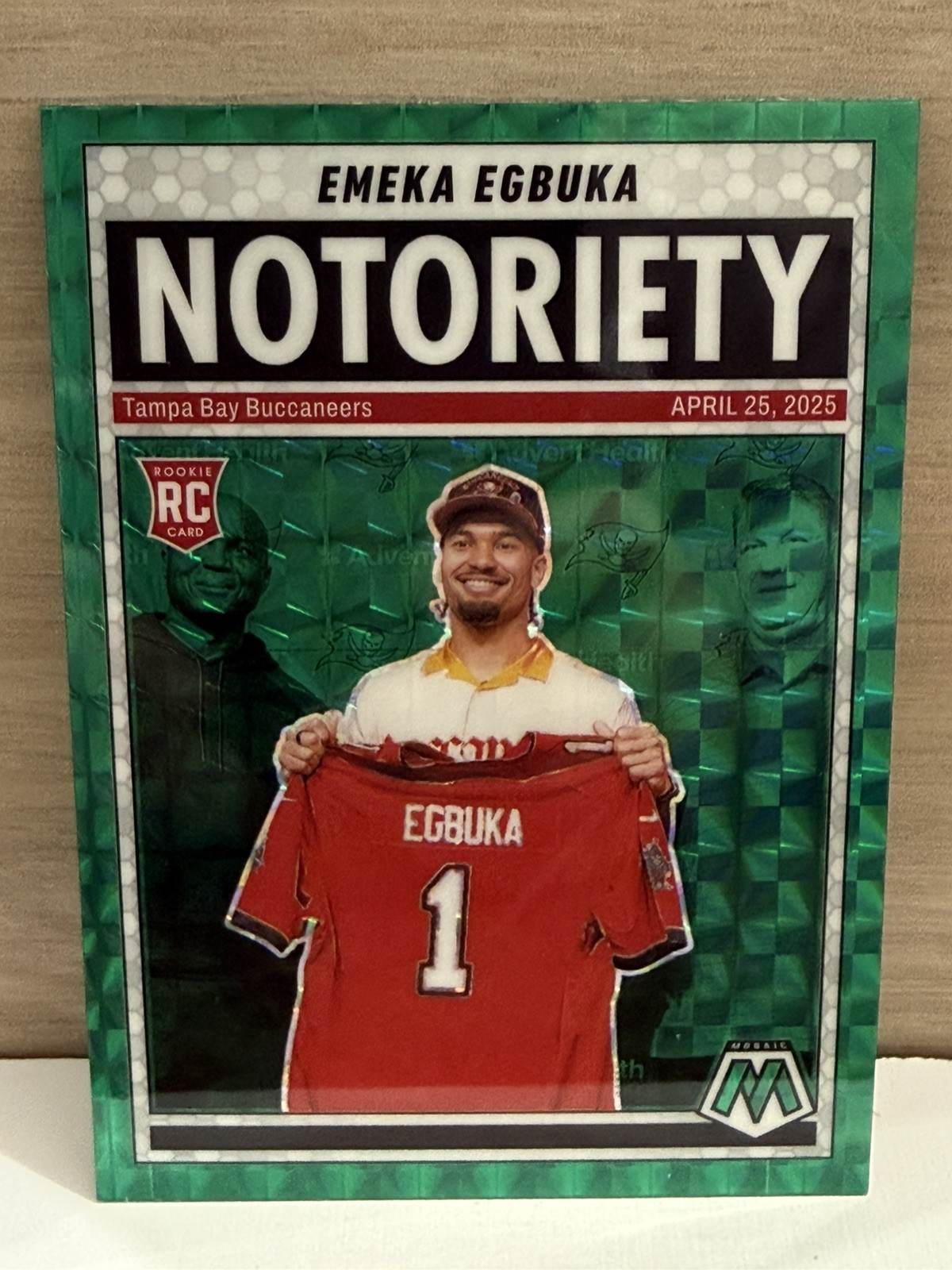 2025 Panini Mosaic #16 Emeka Egbuka Notoriety Mosaic Green Prizm