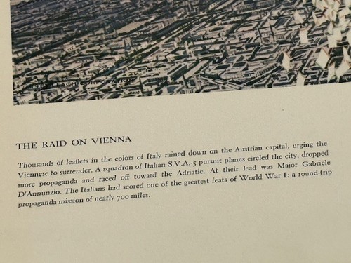 Vintage Leach Military Print 1961 WWI Plane WWII Heritage Air 14X11 Raid Vienna - Picture 3 of 5