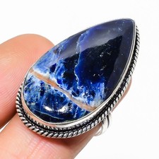 Natural Sodalite Gemstone 925 Sterling Silver Ring Size 8.5 A476