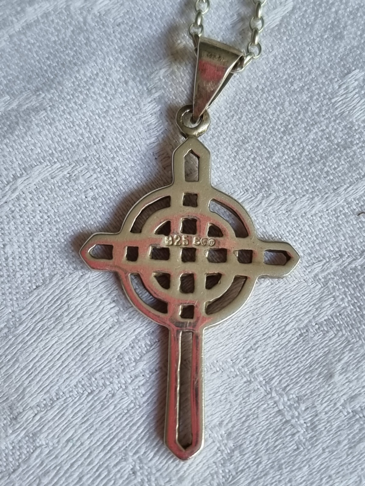 Solid 925 Sterling Silver Celtic Cross Pendant Ne… - image 5