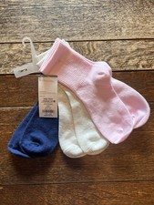 Carters Crew Socks  3 Pairs of Socks  Size 8  Up  Navy, White and Pink