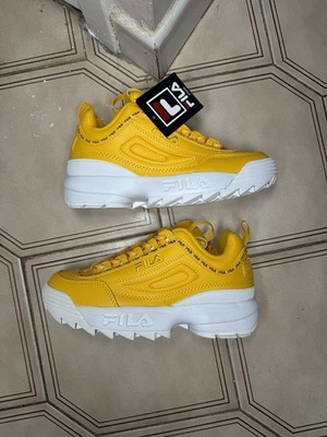 FILA Disruptor II PRM Repeat White Canary Yellow 5FM00079-743 Women 6.5